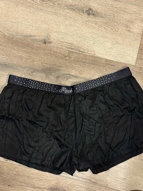 PINK Victoria's Secret Black Rhinestone Logo Lounge Shorts